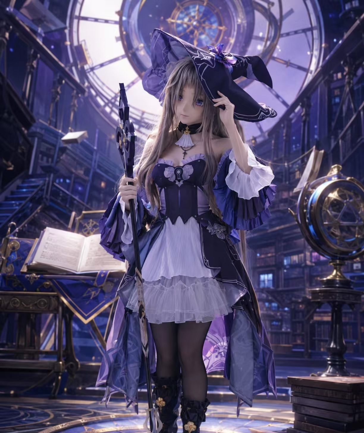 Shanjie Luan dressed in a Great Herta cosplay costume